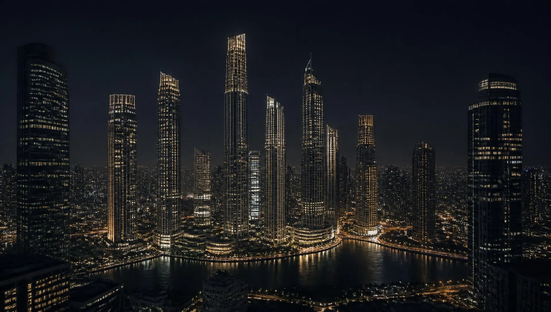 City skyline at night